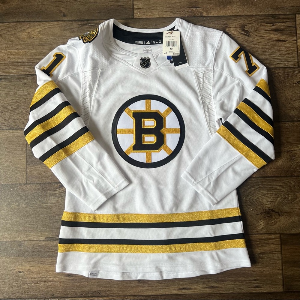Adidas Men's Boston Bruins 100th Anniversary Hall Away Jersey White Size 42 NEW